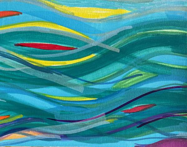 Lake, mixed media on paper, 20x30 cm