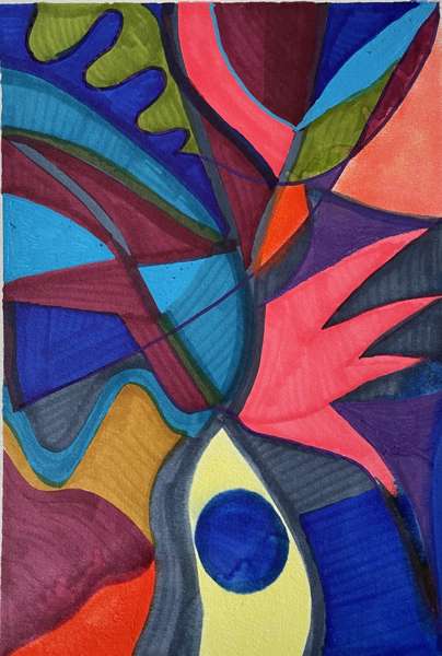 Wild Landscape - Purple, mixed media on paper, 40x30 cm, 2024